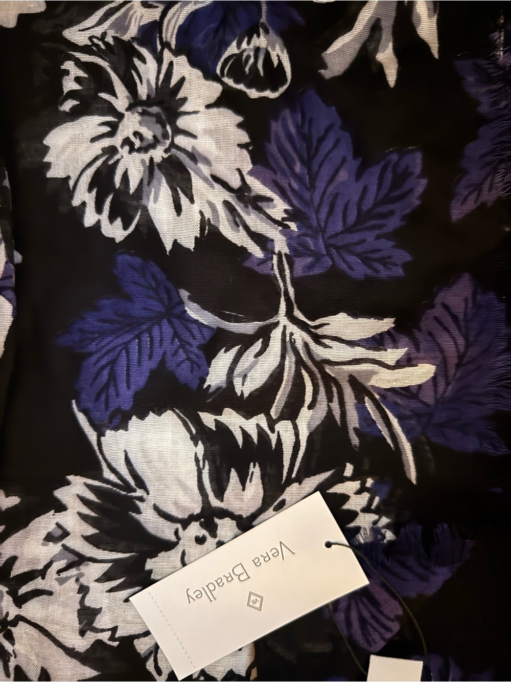 Vera Bradley Black, White & Purple Floral Scarf